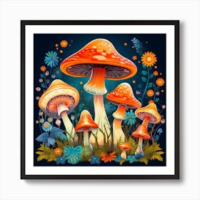 Mushrooms In The Forest 49 Art Print