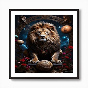 Leonardo Diffusion Xl A Lion Surrounded By Planets And Cosmos 0 (1) Art Print