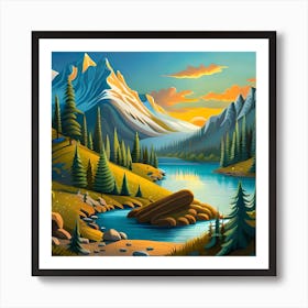 A Valley And A River Art Print