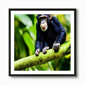 Chimpanzee In The Rainforest Art Print