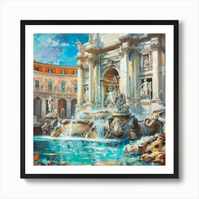 Trevi Fountain Oil Painting 2 Art Print