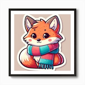 Fox In Scarf Art Print