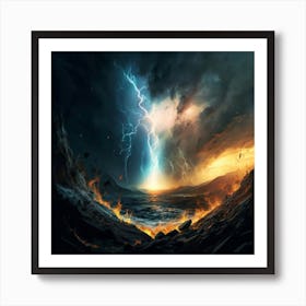 Impressive Lightning Strikes In A Strong Storm 21 Art Print