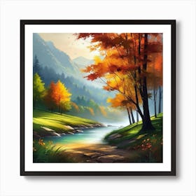 Autumn Landscape Painting 21 Art Print