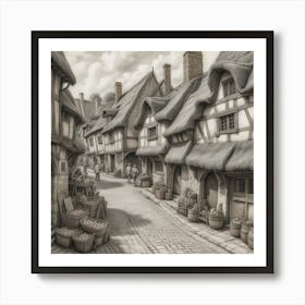 Thatched Cottages art Art Print