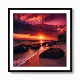 Sunset On The Beach 461 Art Print