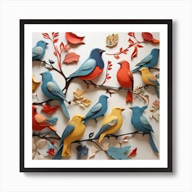 Birds On Branch Art Print