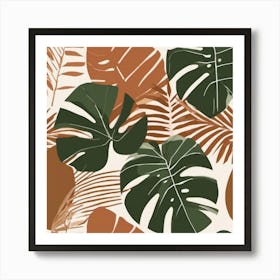 boho green and terrocota leafs Art Print