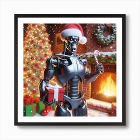 Santa Robot Art Print