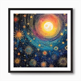 Moon And Stars 1 Art Print