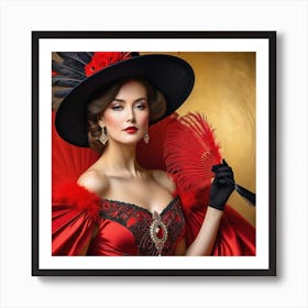 Victorian Woman In Red Dress 7 Art Print