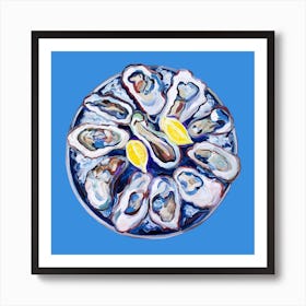 Oysters On A Plate Square Art Print