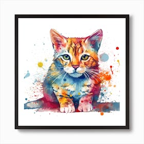 Colorful Cat Painting Art Print