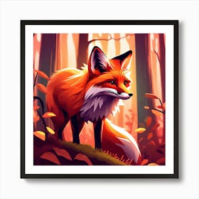 Fox In The Forest 13 Art Print