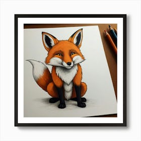 Fox Drawing Art Print
