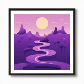 Purple Road At Sunset Art Print