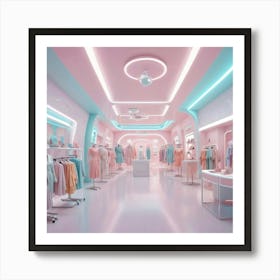 Pink And Blue Clothing Store Art Print