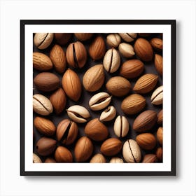Almonds On A Black Background 16 Art Print