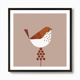 Bird Drawing Animal Wings Beak Sit Easy Feathers Nature Brown Art Print