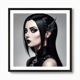 Raven Haired Enigmatic Beauty Art Print