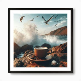 Coffee And Seagulls 3 Art Print