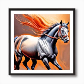 Horse With Orange Mane Art Print