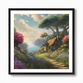 Cottage By The Lake Poster