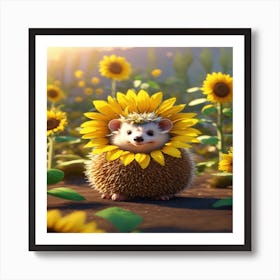 Sunflower Hedgehog Art Print