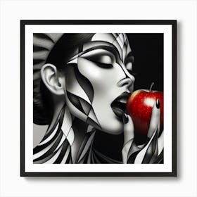 Woman Eating An Apple Art Print