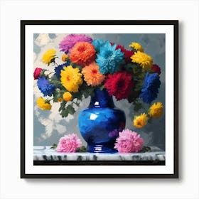 Bouquet of Colourful Chrysanthemum Flowers Art Print