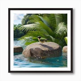 Bird In A Natural Swimming Pool Art Print