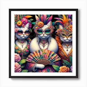 Cat Elegance: The Masquerade Ball Art Print