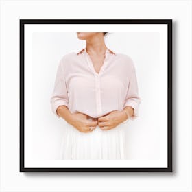 Woman In A Pink Blouse Art Print