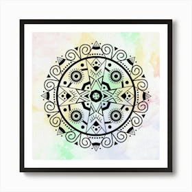 Mandala on Watercolor Background Art Print