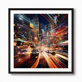 Abstract Cityscape At Night Art Print