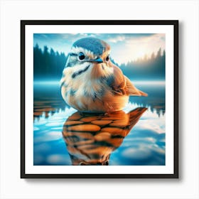 Bird Reflection In Water Art Print