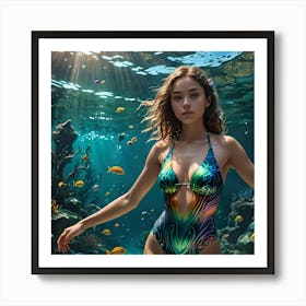 Underwater Mermaid Art Print