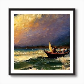 Boat on Lake Art Print