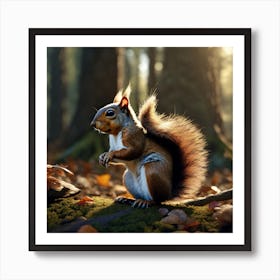 Red Squirrel In The Forest 51 Art Print