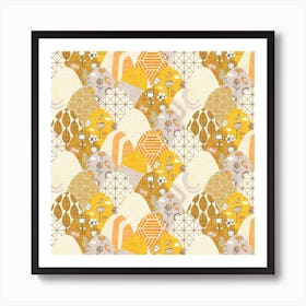 Floral Scales Patchwork Square Art Print