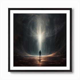 Man Standing In A Dark Tunnel Art Print