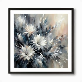 Elegant White Flowers on abstract background Art Print