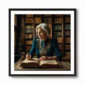 The Elderly Lady Librarian 000 Art Print