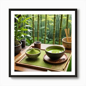 Japanese Matcha Tea Illustrate A Traditional Japanese Matcha Tea Ceremony With A Bowl Of Vibrant Gre 2983138153 Art Print