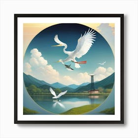 White Egret Art Print