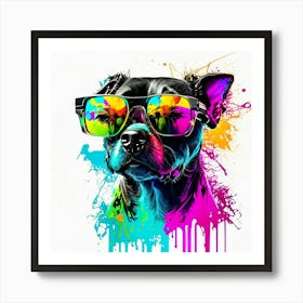 Colourful Dog Sunglasses (26) Art Print