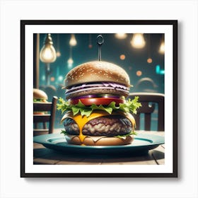 Hamburger In A Restaurant 12 Art Print