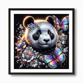 Panda Bear With Butterflies Art Print