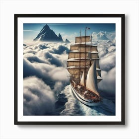 Sailing Ship In The Clouds Art Print