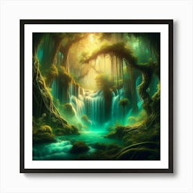 Waterfall In The Forest 1 Art Print